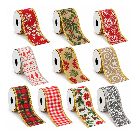 Rollos de Cinta Navideña (Paquete de 10)