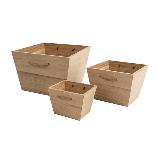 Cesta Natural Wood Cuadrada