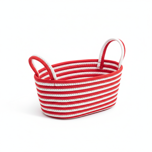 Cesta Tejida A Rayas