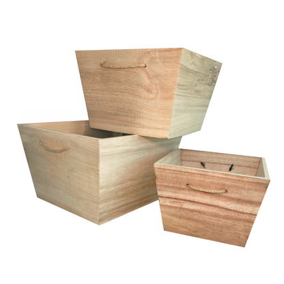 Cesta Natural Wood Cuadrada