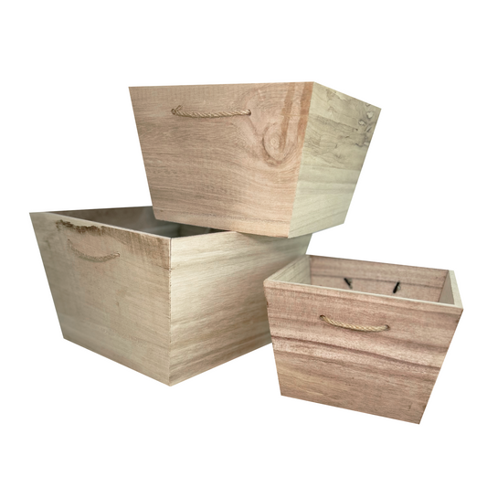 Cesta Natural Wood Cuadrada