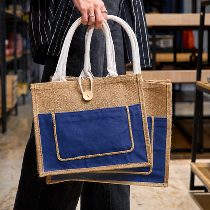 Bolso de Yute con Cierre de Botón